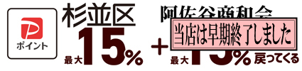 PayPay支払いで杉並区＋阿佐谷商和会　最大30％ポイントが戻ってきます